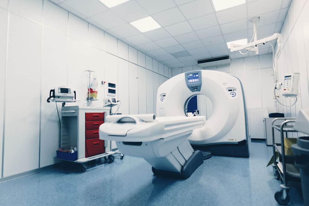 mri magnetic resonance imaging scan device in hospital. medica